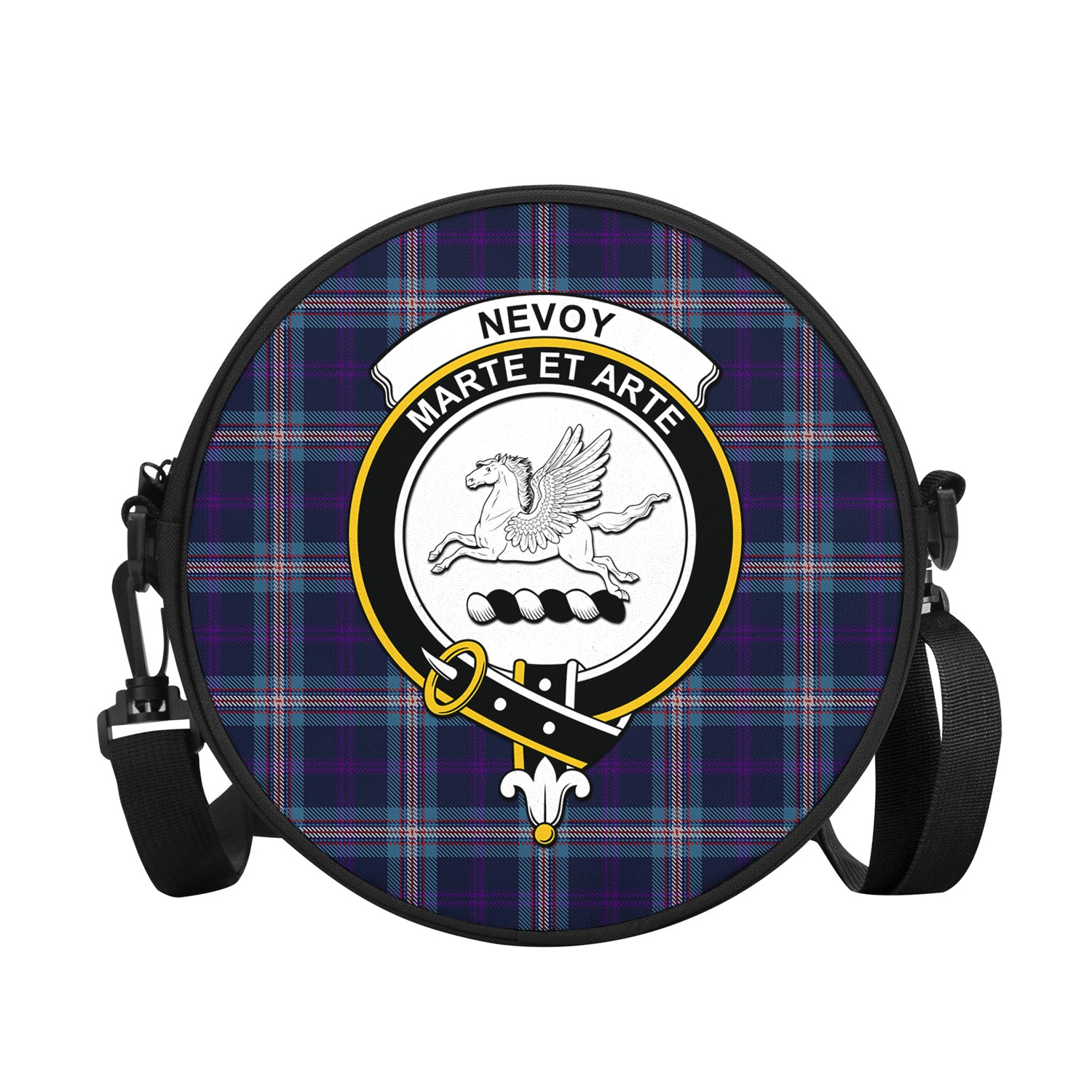 Nevoy Tartan Round Satchel Bags with Family Crest - Tartan Vibes Clothing