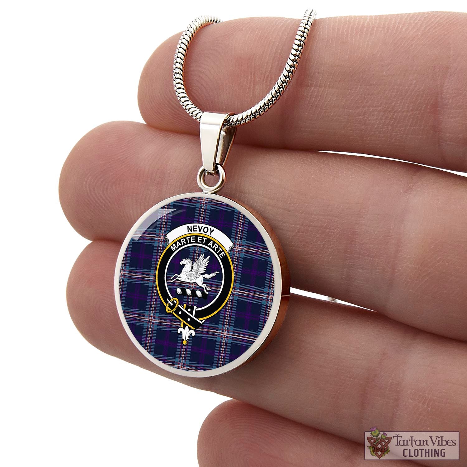 Nevoy Tartan Circle Necklace with Family Crest - Tartan Vibes Clothing