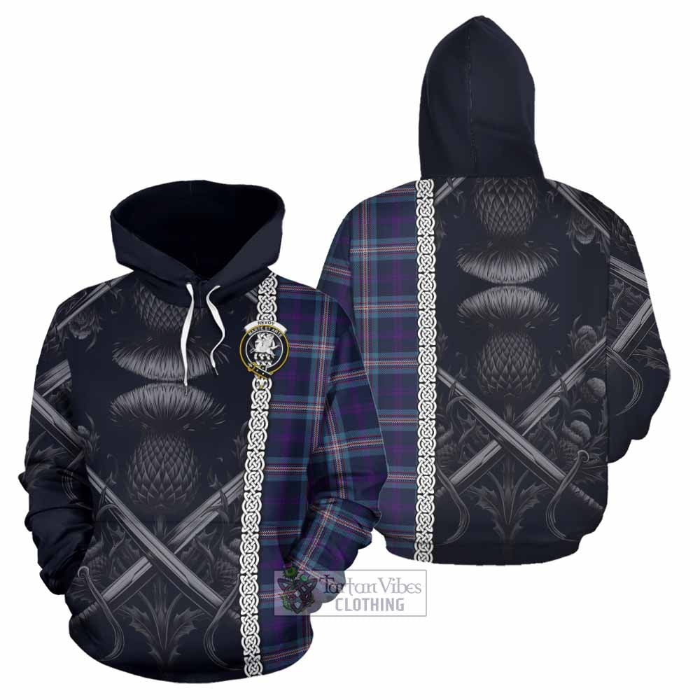 Nevoy Tartan Hoodie with Family Crest Cross Sword Thistle Celtic Vibes - Tartan Vibes Clothing