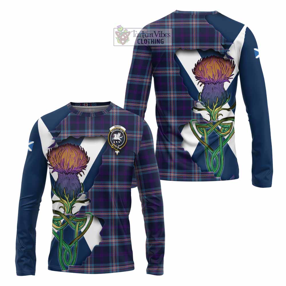 Nevoy Tartan Family Crest Long Sleeve T-Shirt Scottish Thistle Celtic Inspired - Tartan Vibes Clothing