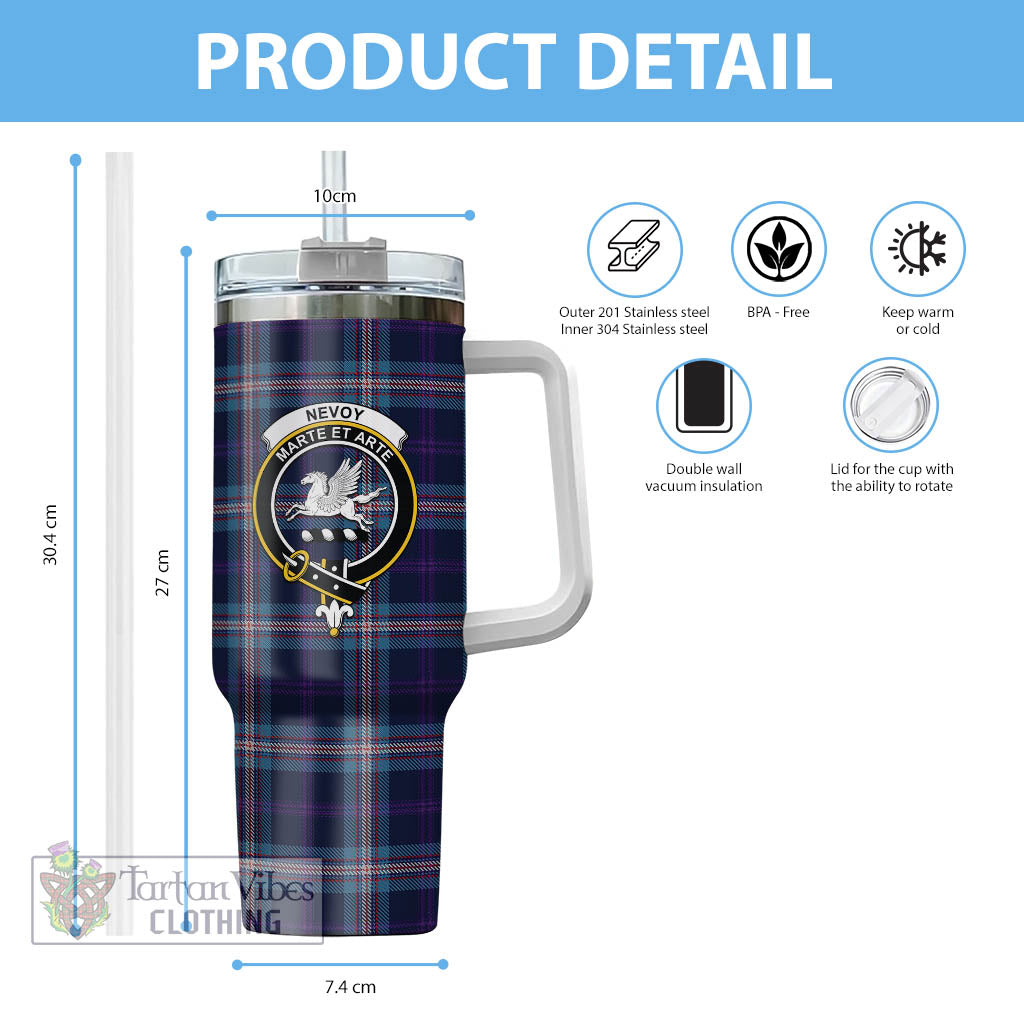 Nevoy Tartan Tumbler with Handle with Family Crest - Tartan Vibes Clothing