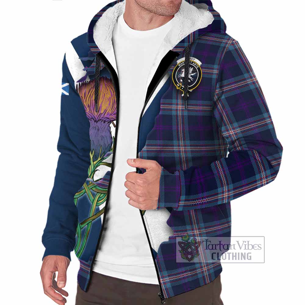 Nevoy Tartan Family Crest Sherpa Hoodie Scottish Thistle Celtic Inspired - Tartan Vibes Clothing