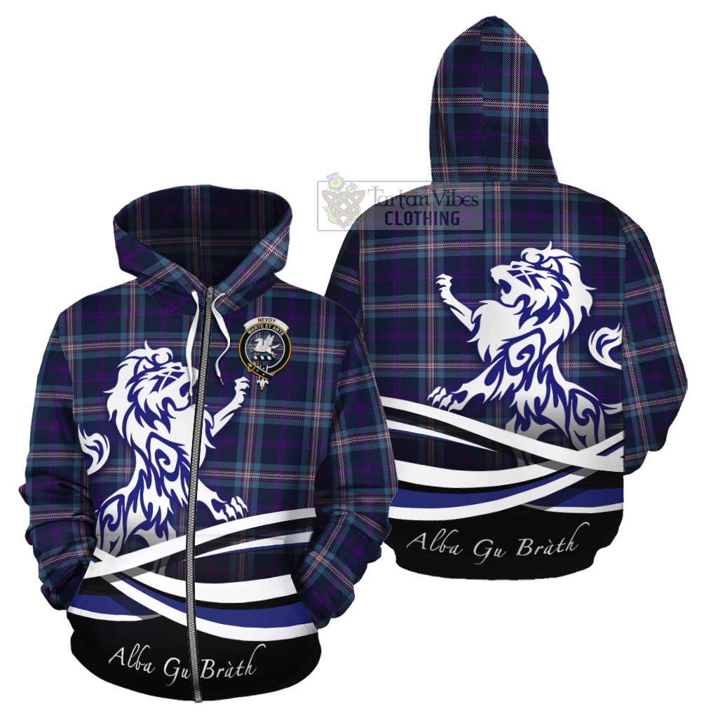 Nevoy Tartan Cotton Hoodie with Alba Gu Brath Regal Lion Emblem - Tartan Vibes Clothing
