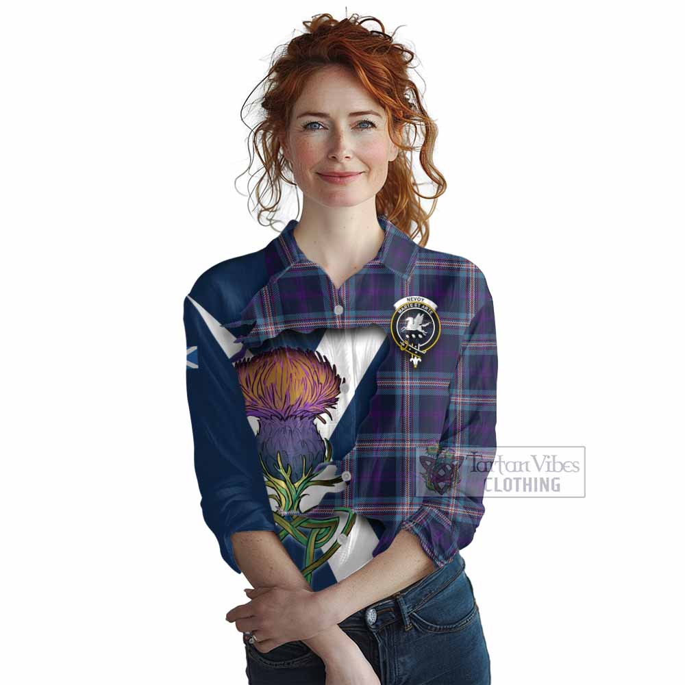 Nevoy Tartan Family Crest Women's Casual Shirt Scottish Thistle Celtic Inspired - Tartan Vibes Clothing