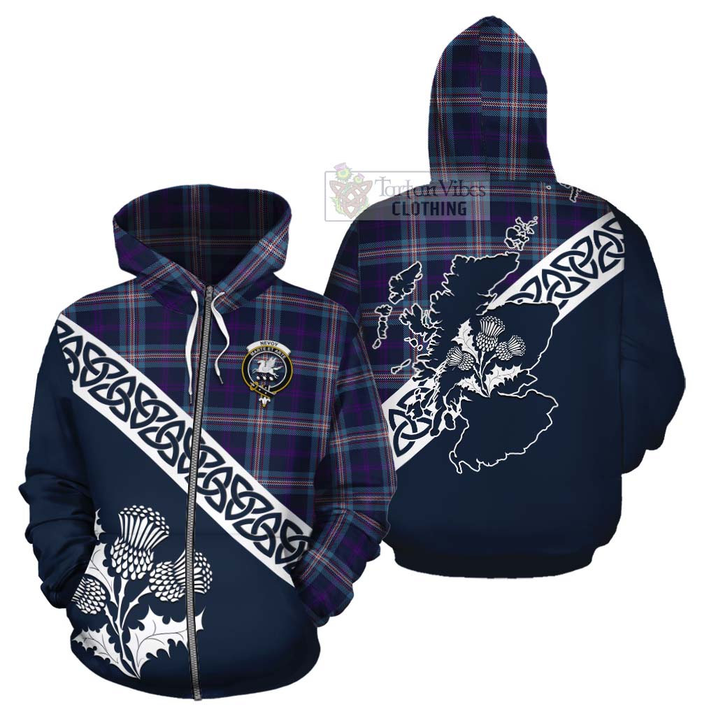 Nevoy Tartan Cotton Hoodie Featuring Thistle and Scotland Map - Tartan Vibes Clothing