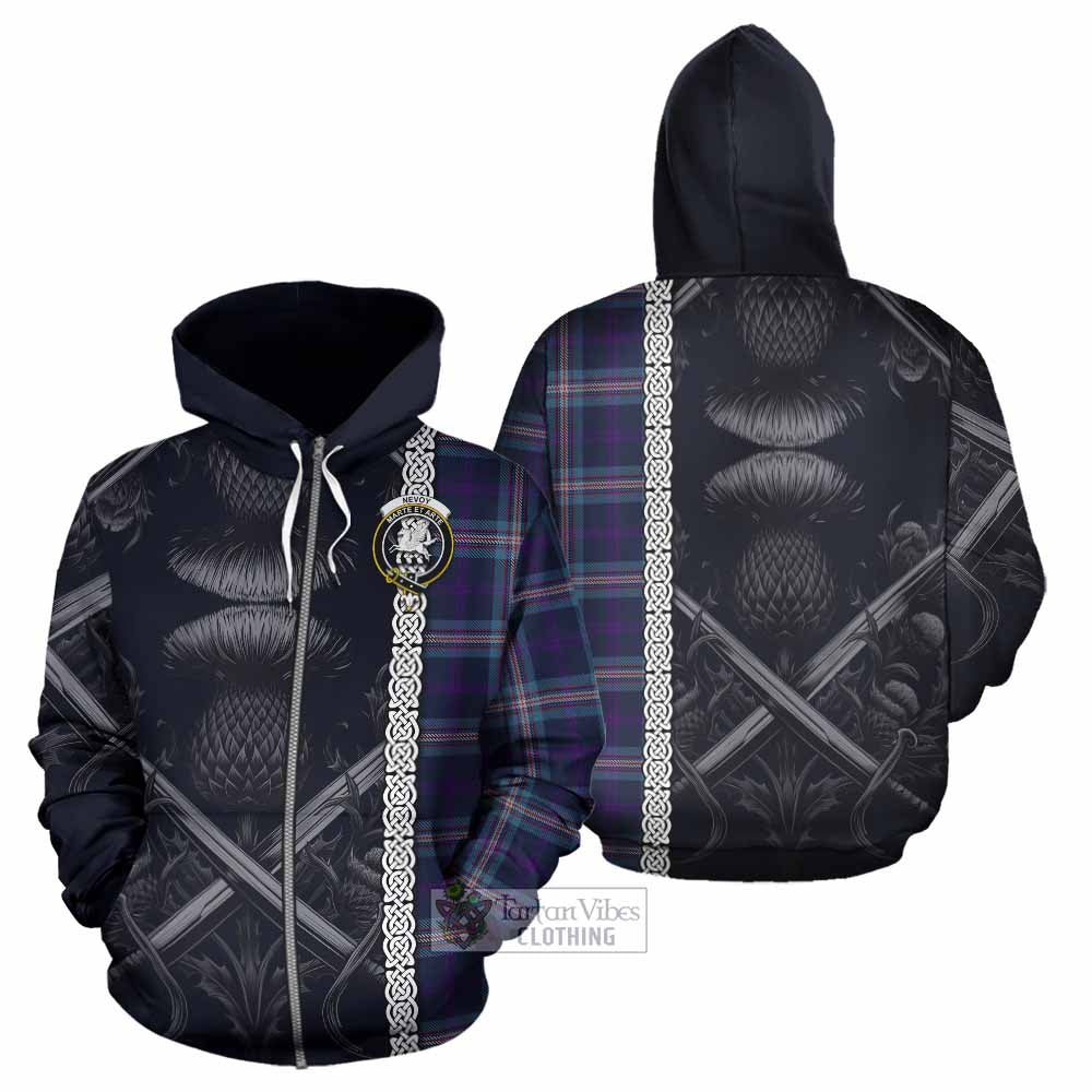 Nevoy Tartan Hoodie with Family Crest Cross Sword Thistle Celtic Vibes Zip Hoodie - Tartan Vibes Clothing