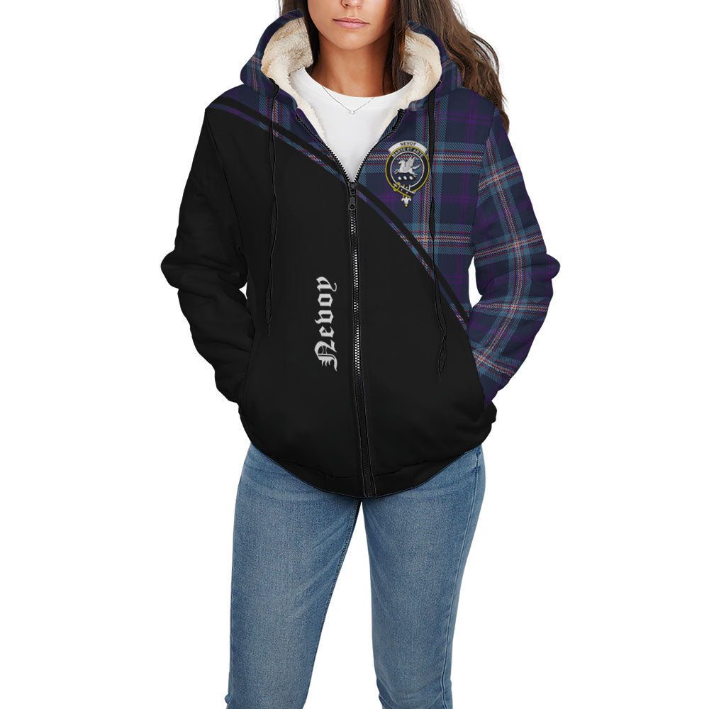 Nevoy Tartan Sherpa Hoodie with Family Crest Curve Style - Tartan Vibes Clothing
