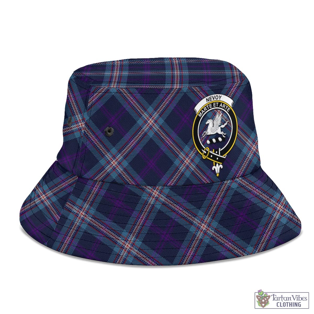 Nevoy Tartan Bucket Hat with Family Crest - Tartan Vibes Clothing