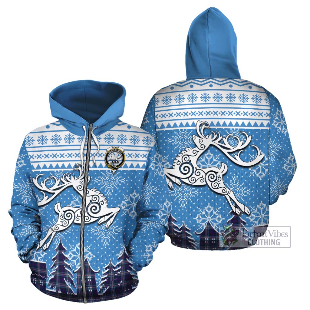 Nevoy Clan Christmas Cotton Hoodie Celtic Reindeer Style - Tartan Vibes Clothing