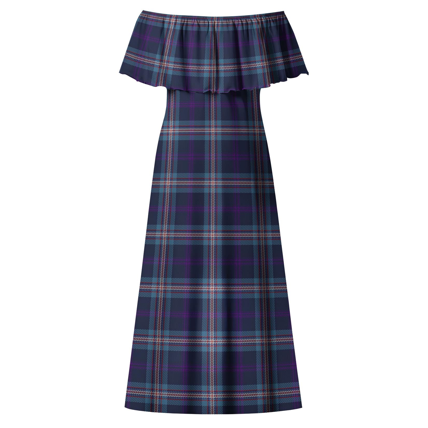 Nevoy Tartan Off Shoulder Long Dress - Tartan Vibes Clothing