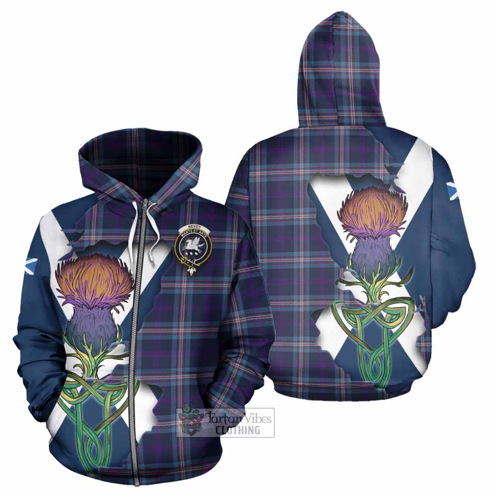Nevoy Tartan Family Crest Hoodie Scottish Thistle Celtic Inspired Zip Hoodie - Tartan Vibes Clothing