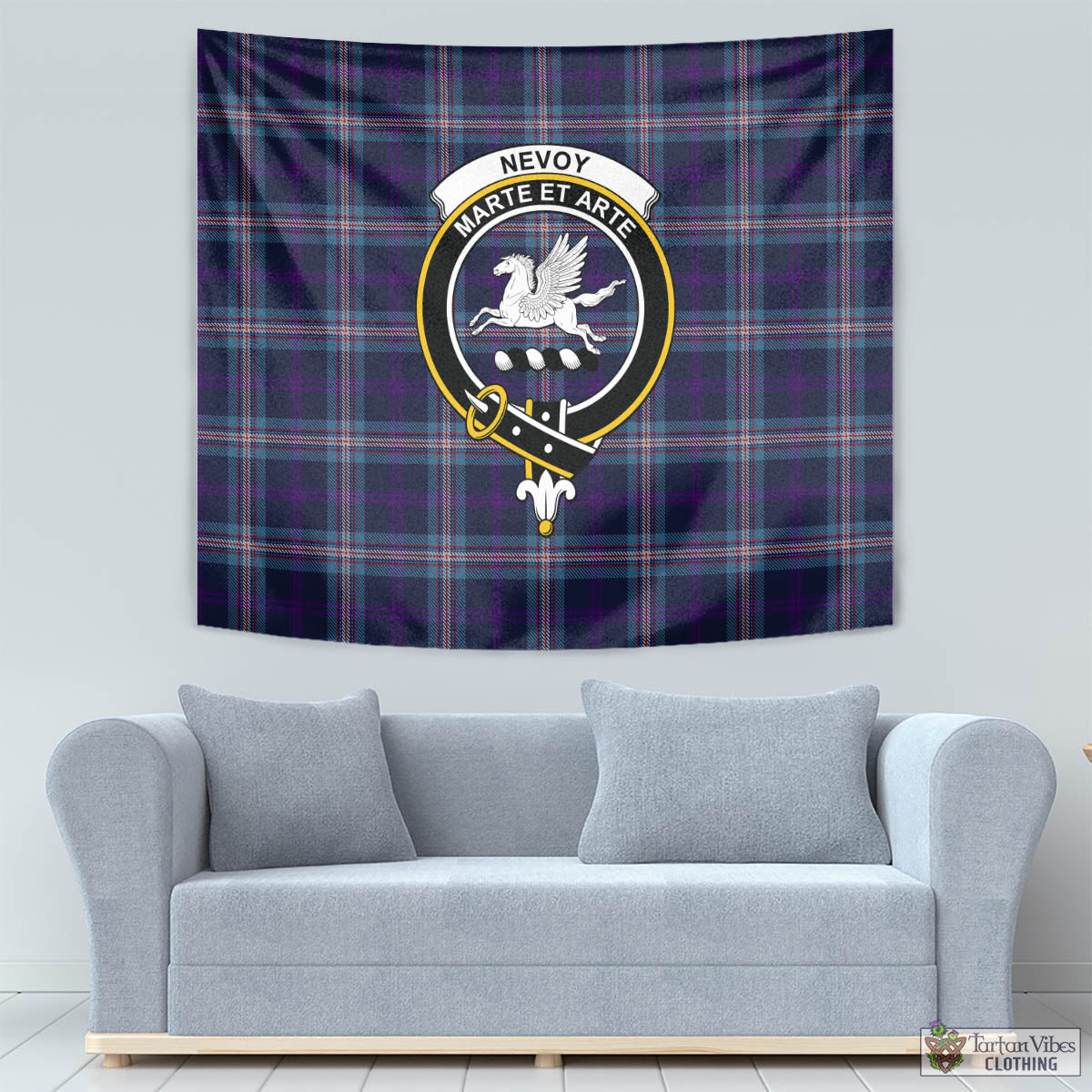 Nevoy Tartan Tapestry Wall Hanging and Home Decor for Room with Family Crest - Tartan Vibes Clothing
