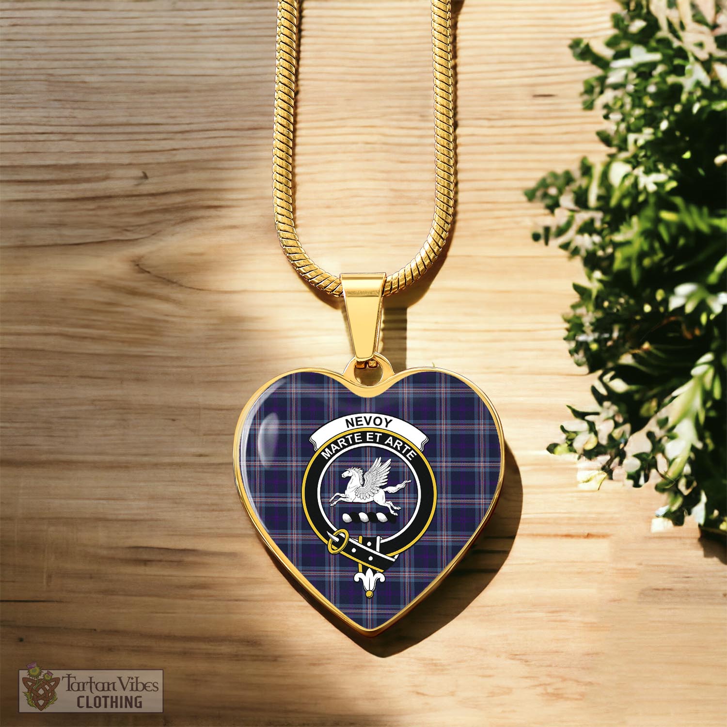 Nevoy Tartan Heart Necklace with Family Crest Luxury Necklace (Gold) No - Tartan Vibes Clothing