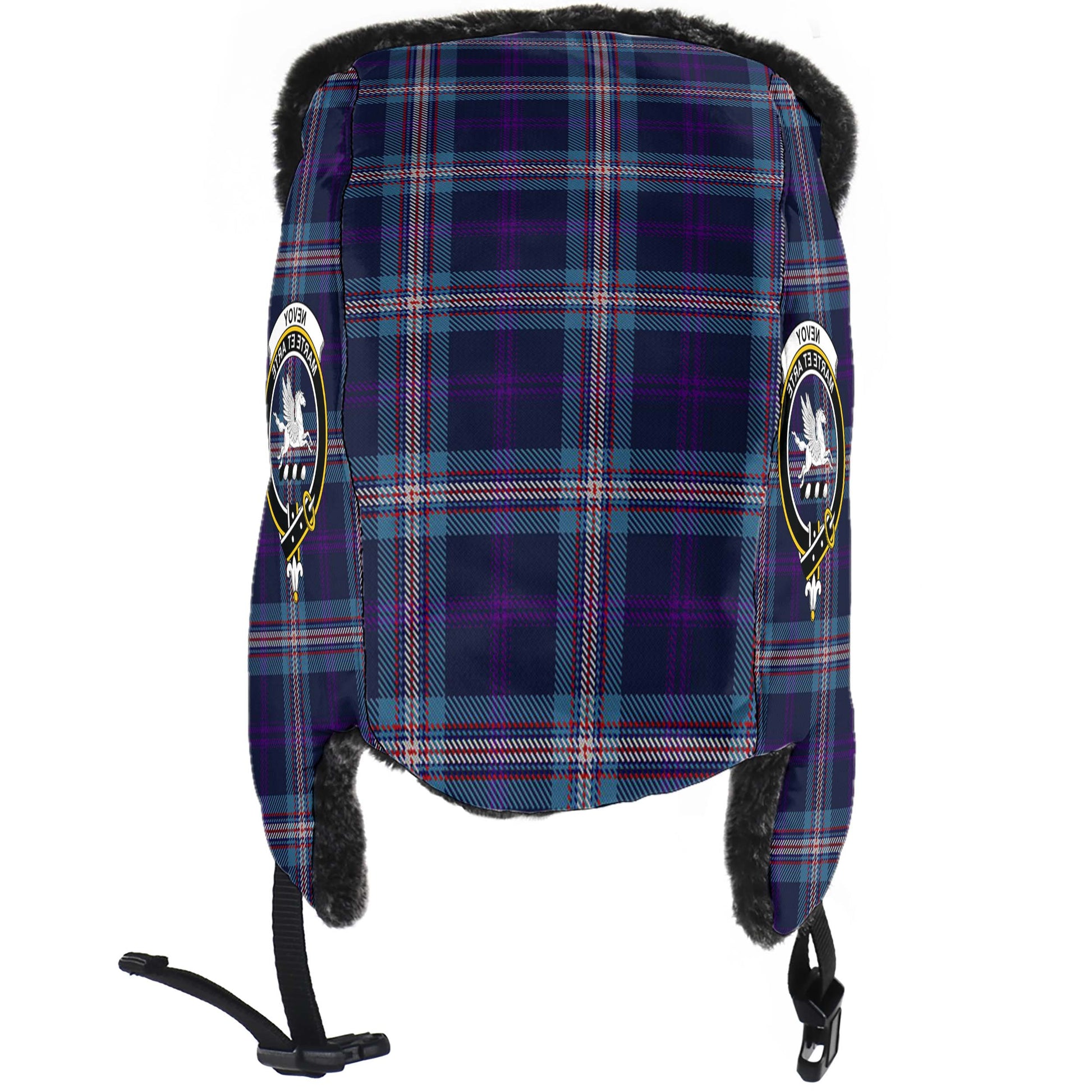 Nevoy Tartan Winter Trapper Hat with Family Crest - Tartan Vibes Clothing