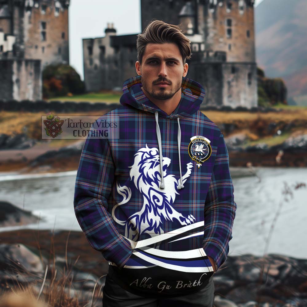 Nevoy Tartan Cotton Hoodie with Alba Gu Brath Regal Lion Emblem - Tartan Vibes Clothing