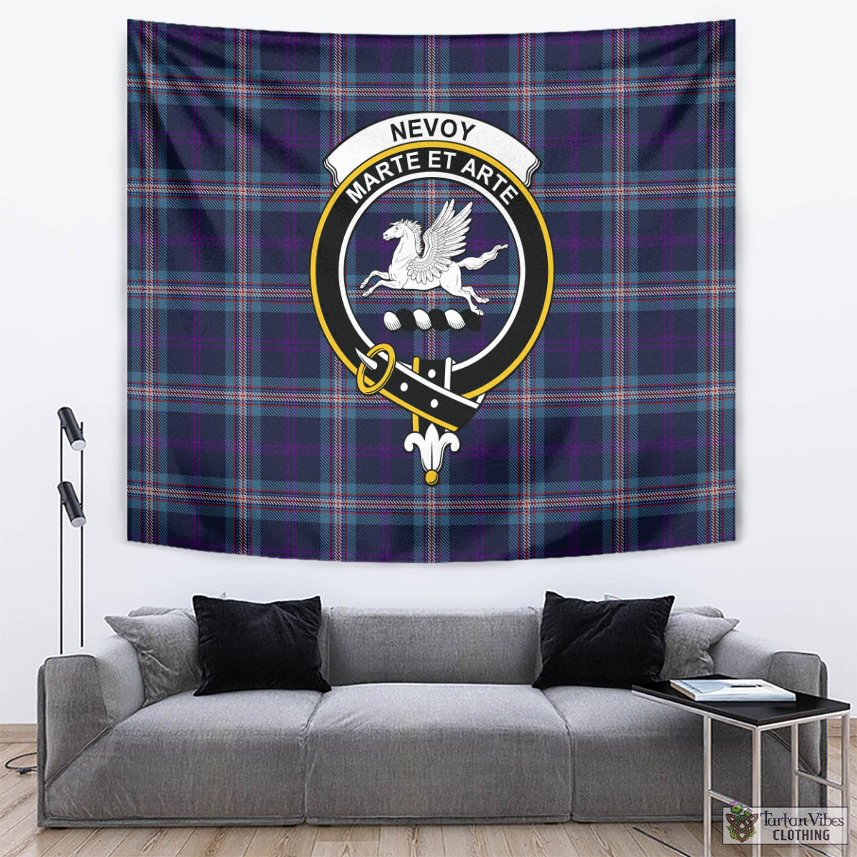 Nevoy Tartan Tapestry Wall Hanging and Home Decor for Room with Family Crest - Tartan Vibes Clothing
