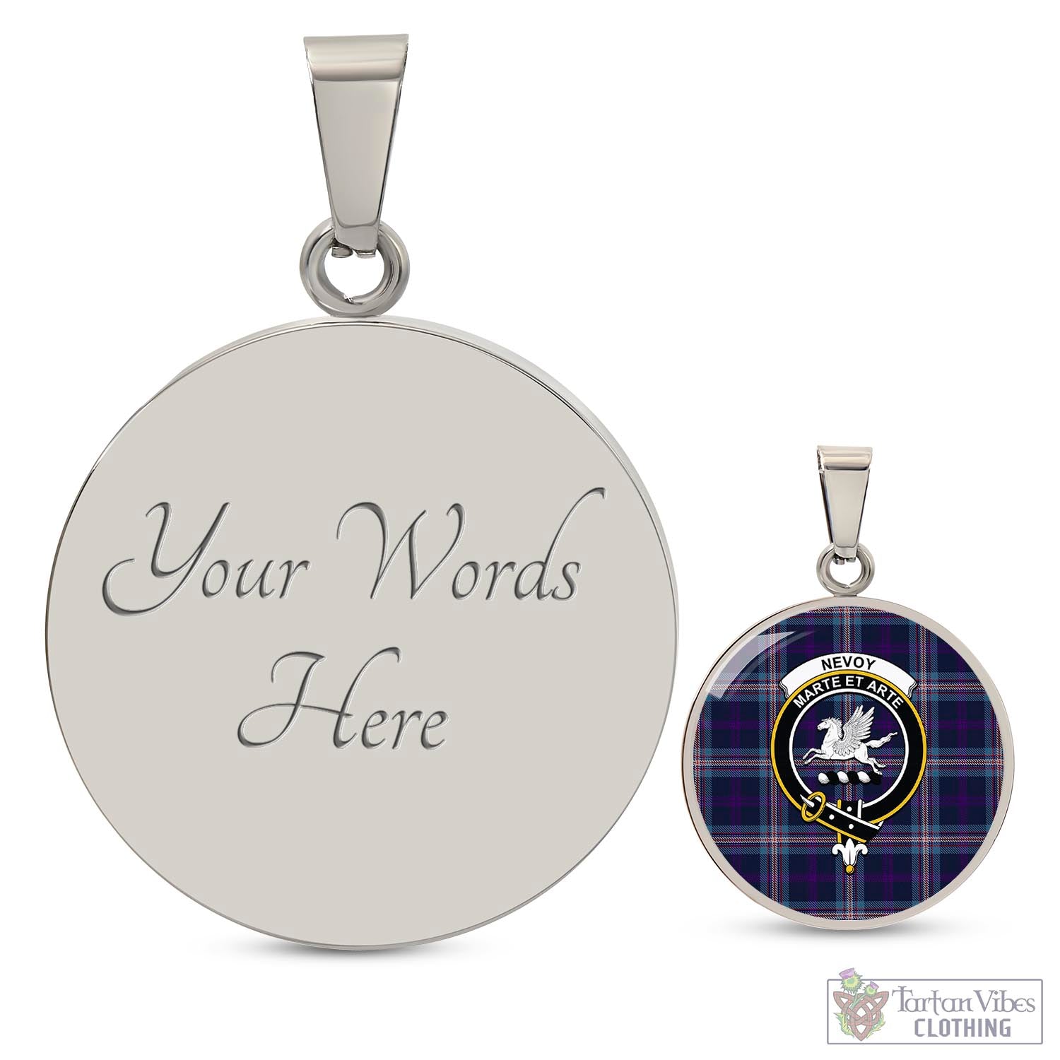 Nevoy Tartan Circle Necklace with Family Crest Luxury Necklace (Silver) Yes - Tartan Vibes Clothing