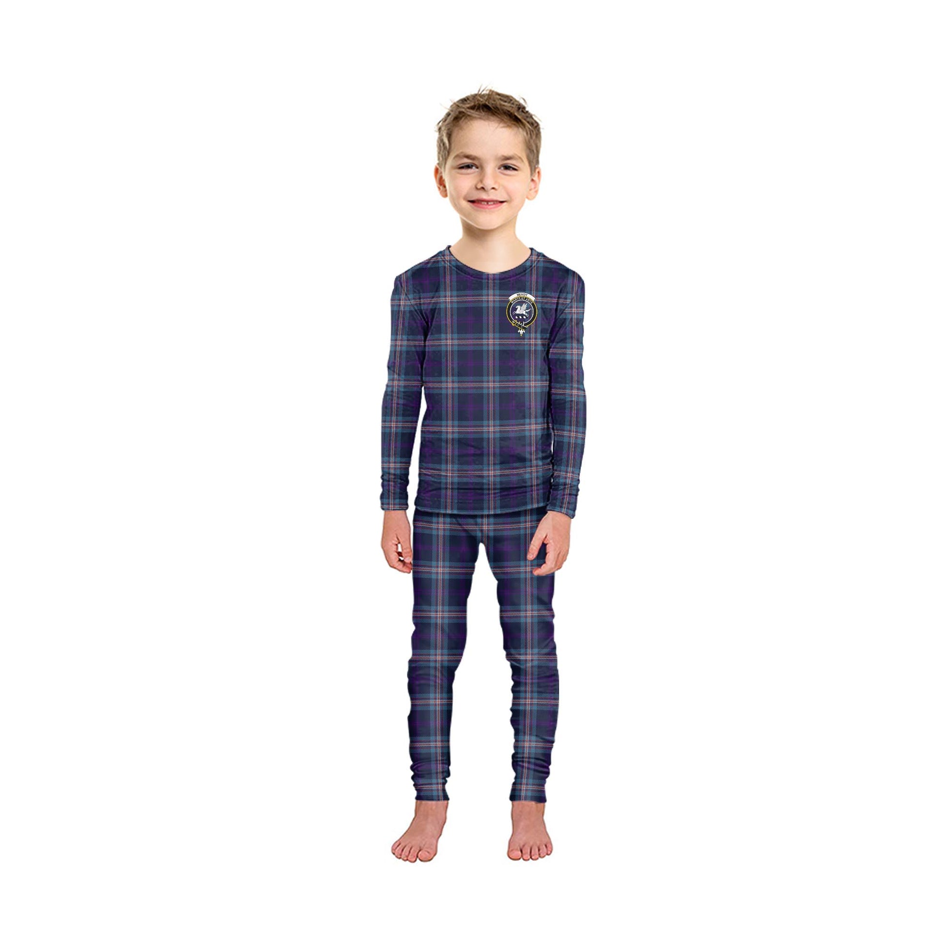 Nevoy Tartan Pajamas Family Set with Family Crest - Tartan Vibes Clothing
