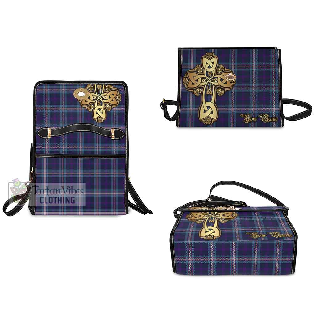 Tartan Vibes Clothing Nevoy Tartan Waterproof Canvas Bag Golden Thistle Celtic Cross Style
