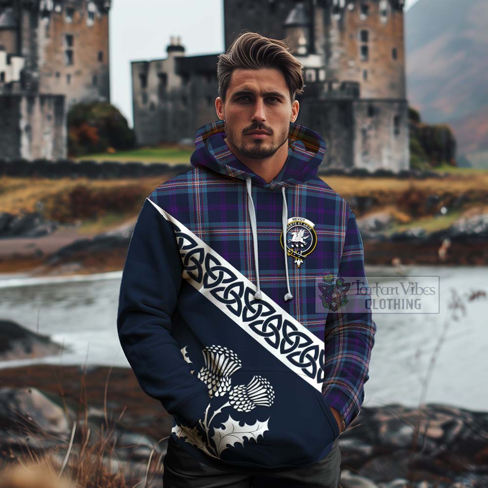 Nevoy Tartan Cotton Hoodie Featuring Thistle and Scotland Map - Tartan Vibes Clothing