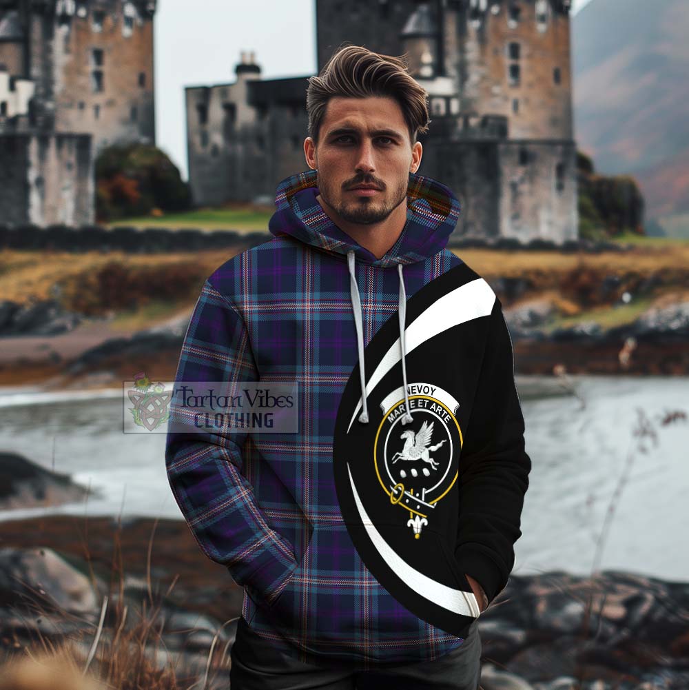 Nevoy Tartan Cotton Hoodie with Family Crest Circle Style - Tartan Vibes Clothing
