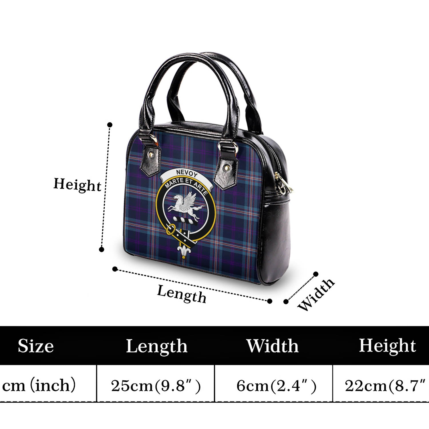 Nevoy Tartan Shoulder Handbags with Family Crest - Tartan Vibes Clothing