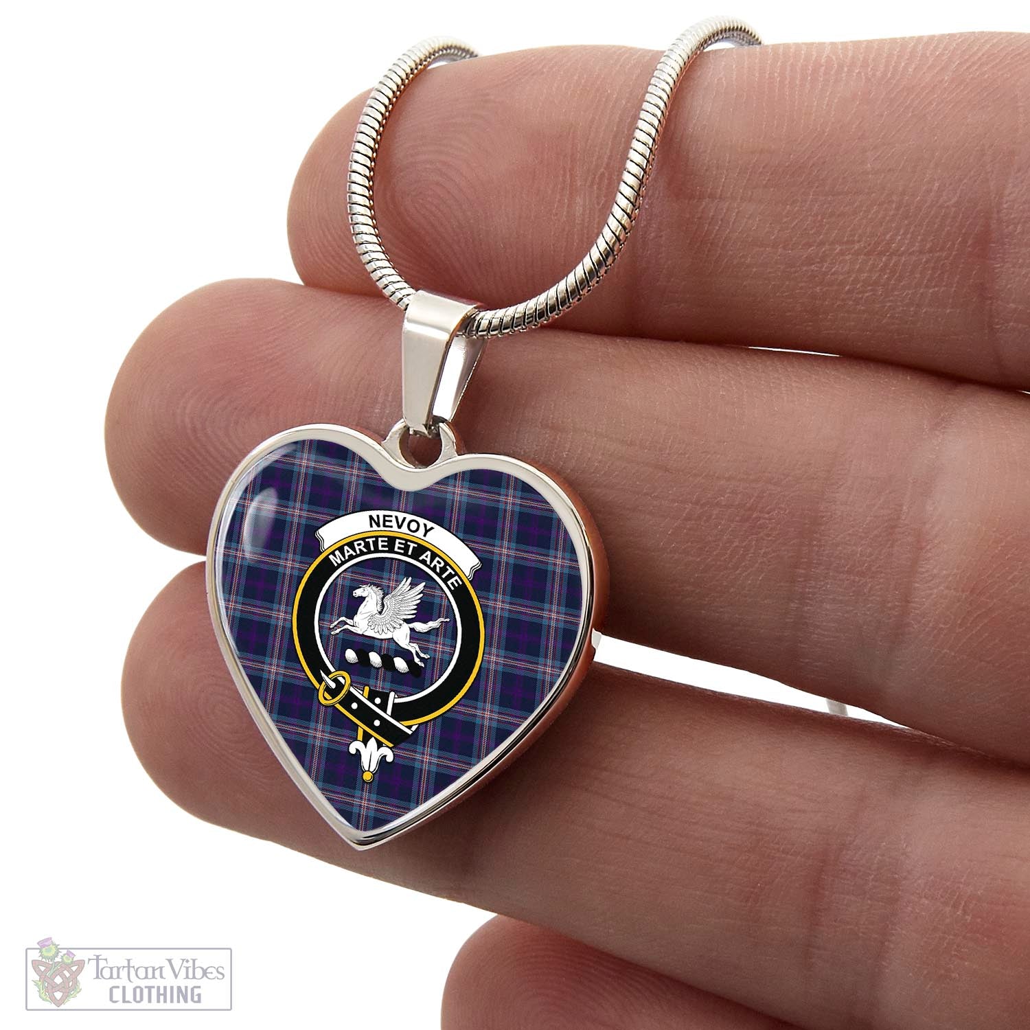 Nevoy Tartan Heart Necklace with Family Crest - Tartan Vibes Clothing