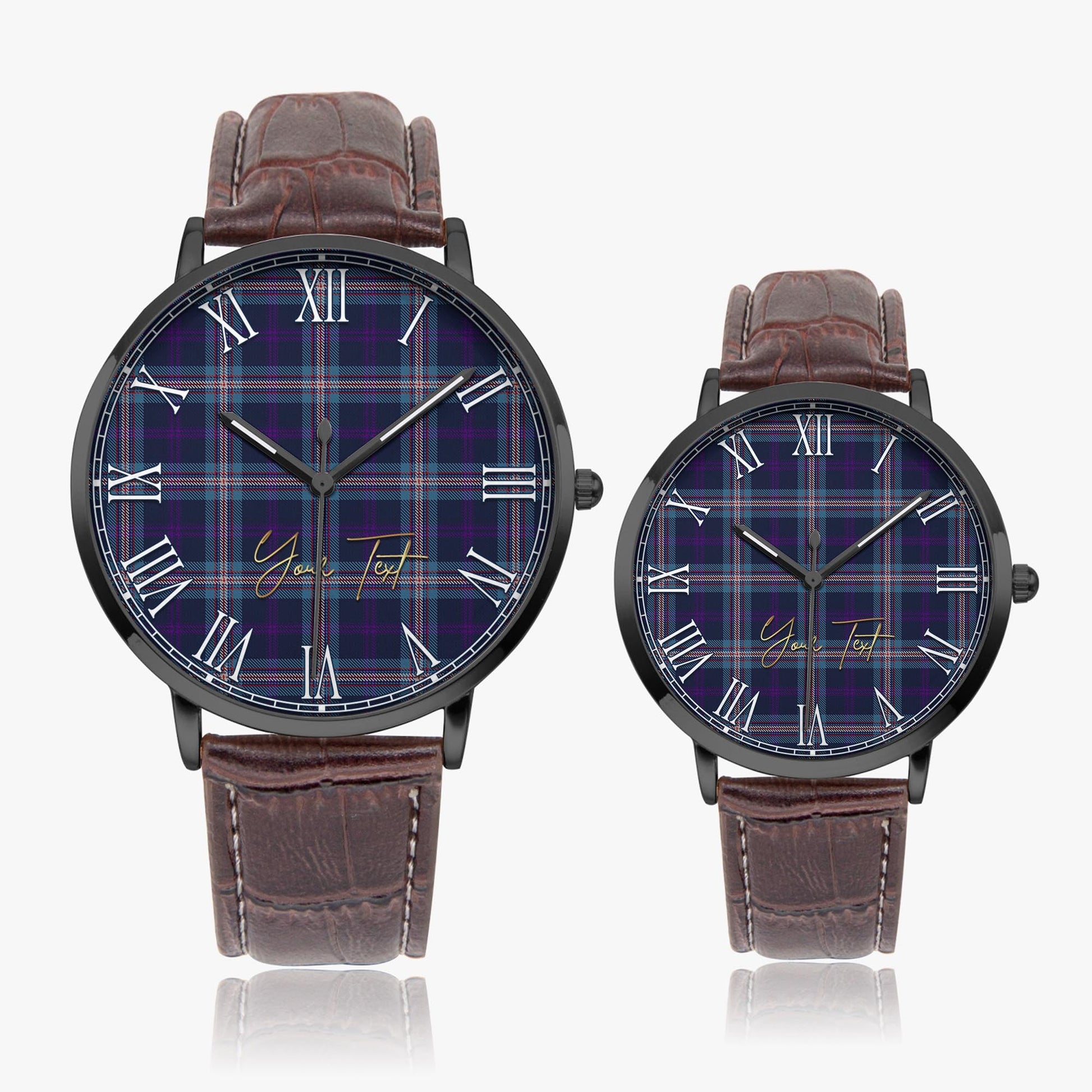 Nevoy Tartan Personalized Your Text Leather Trap Quartz Watch - Tartan Vibes Clothing