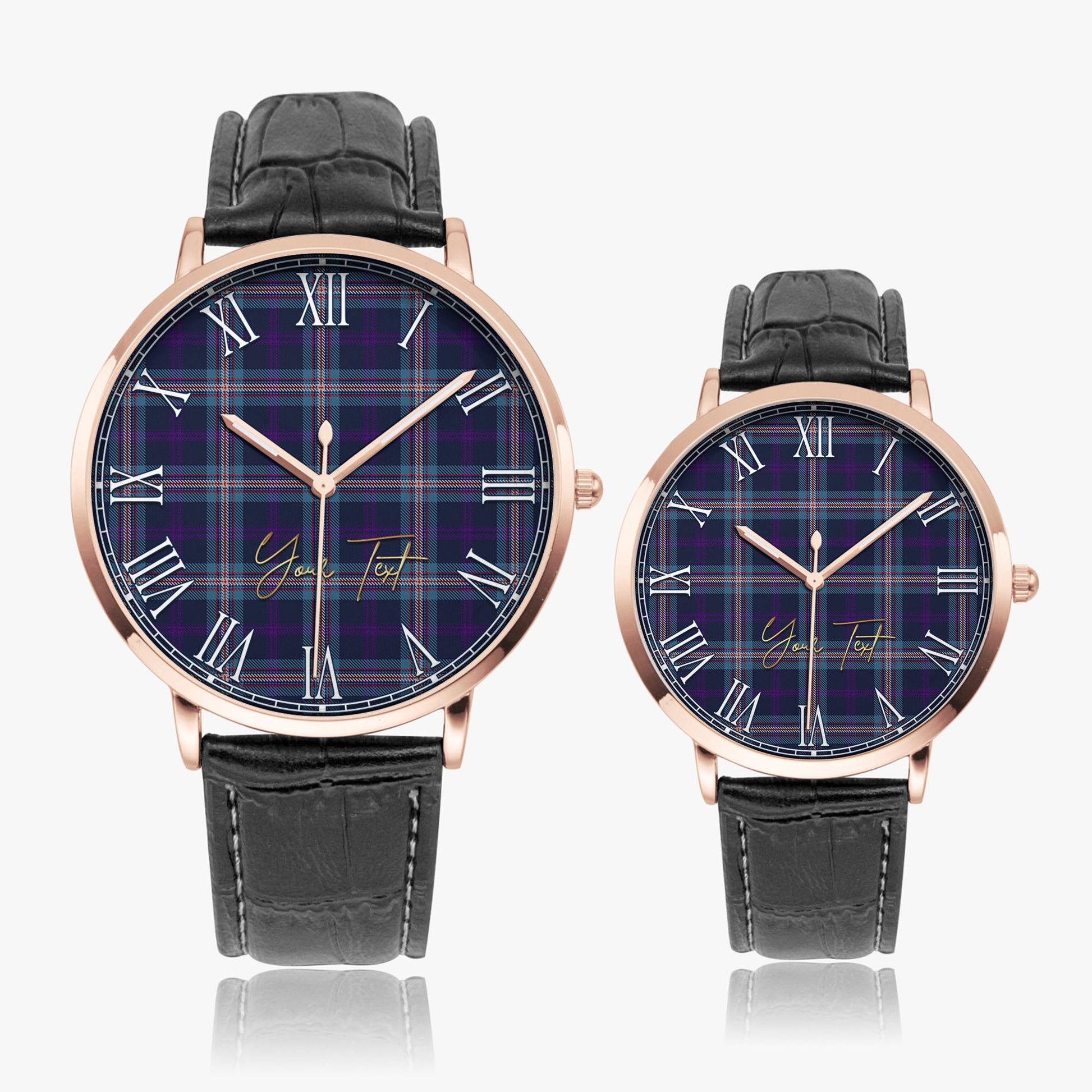 Nevoy Tartan Personalized Your Text Leather Trap Quartz Watch - Tartan Vibes Clothing