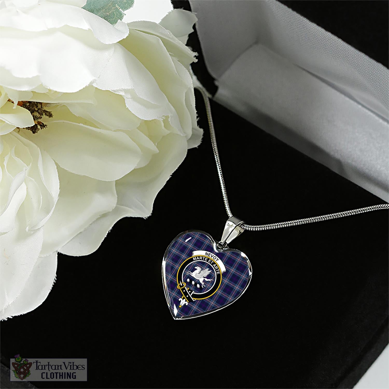 Nevoy Tartan Heart Necklace with Family Crest - Tartan Vibes Clothing