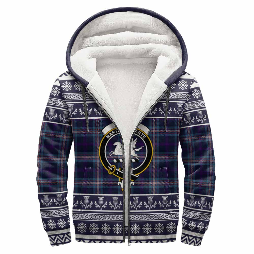 Nevoy Clan Tartan Christmas Fleece Hoodie with Family Crest - Tartan Vibes Clothing