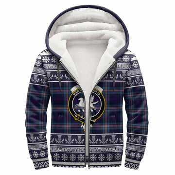 Nevoy Clan Tartan Christmas Fleece Hoodie with Family Crest