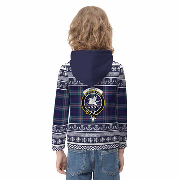 Nevoy Clan Tartan Christmas Kid Hoodie with Family Crest