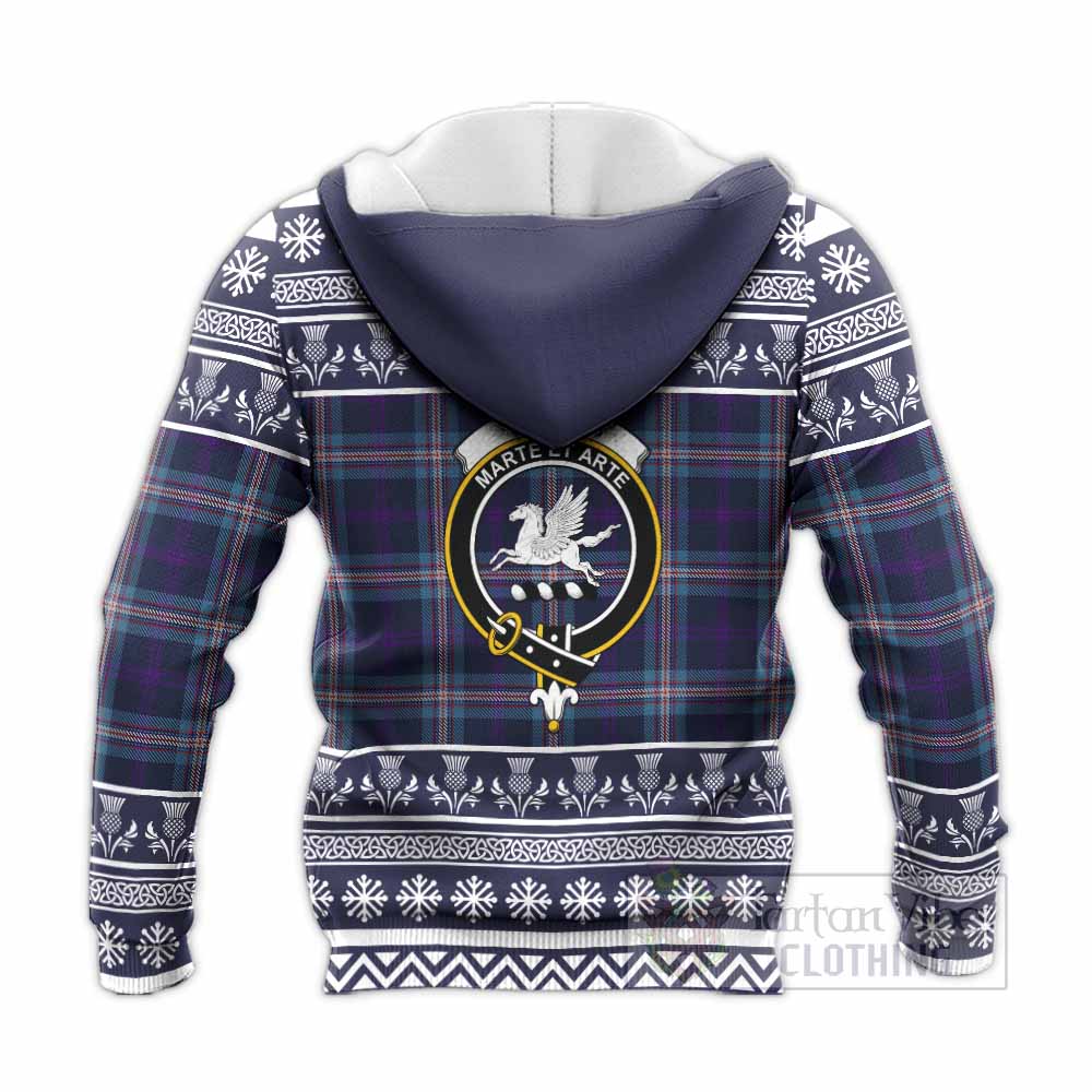 Nevoy Clan Tartan Christmas Knitted Hoodie with Family Crest - Tartan Vibes Clothing