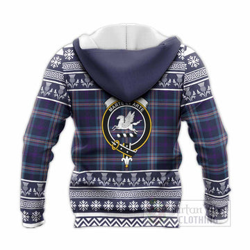 Nevoy Clan Tartan Christmas Knitted Hoodie with Family Crest