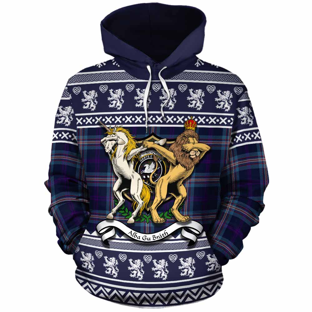 Nevoy Clan Tartan Crest Christmas Cotton Hoodie Coat of Arms Funny Style - Tartan Vibes Clothing