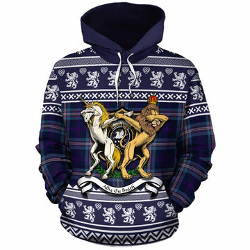 Nevoy Clan Tartan Crest Christmas Cotton Hoodie Coat of Arms Funny Style