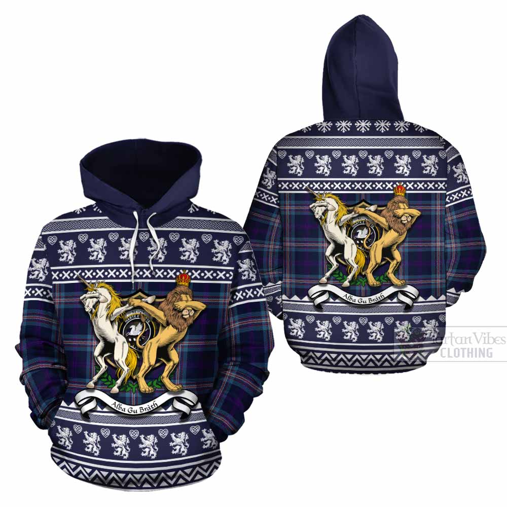 Nevoy Clan Tartan Crest Christmas Cotton Hoodie Coat of Arms Funny Style - Tartan Vibes Clothing