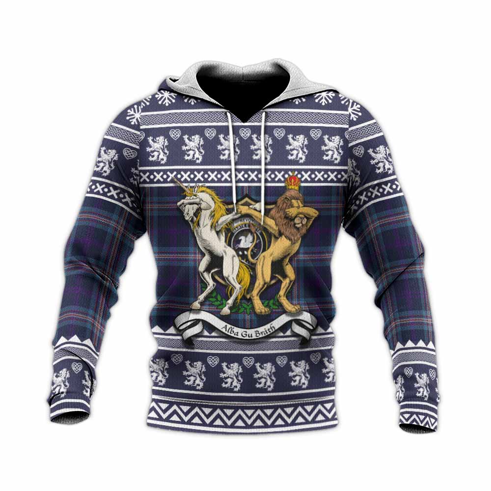 Nevoy Clan Tartan Crest Christmas Knitted Hoodie Coat of Arms Funny Style - Tartan Vibes Clothing