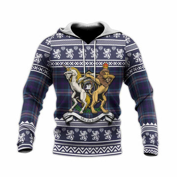Nevoy Clan Tartan Crest Christmas Knitted Hoodie Coat of Arms Funny Style