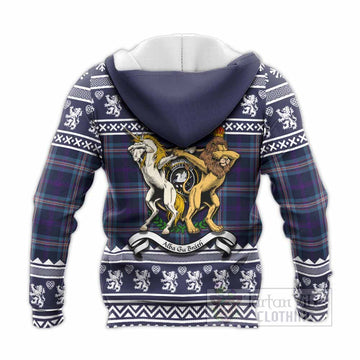 Nevoy Clan Tartan Crest Christmas Knitted Hoodie Coat of Arms Funny Style
