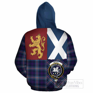 Nevoy Crest Tartan Cotton Hoodie with Lion Rampant Saltire Style