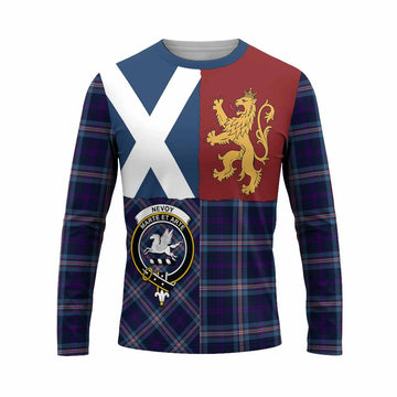 Nevoy Crest Tartan Long Sleeve T-Shirt with Lion Rampant Saltire Style
