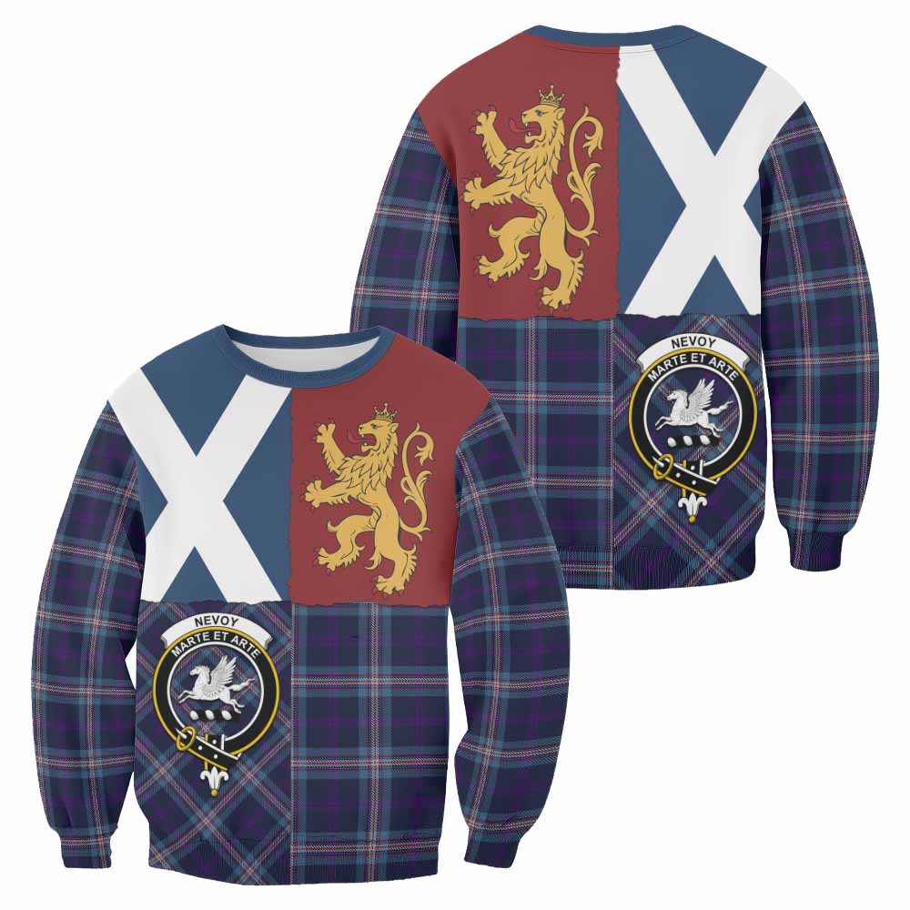 Nevoy Crest Tartan Sweatshirt with Lion Rampant Saltire Style