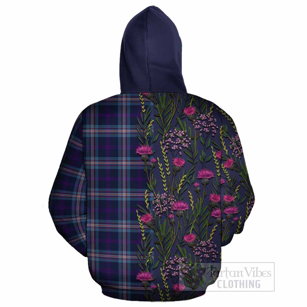 Nevoy Family Crest Tartan Cotton Hoodie Scottish Thistle Flower Pattern Half Style - Tartan Vibes Clothing
