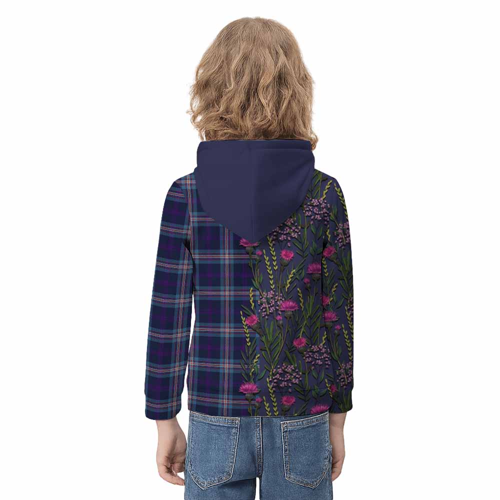 Nevoy Family Crest Tartan Kid Hoodie Scottish Thistle Flower Pattern Half Style - Tartan Vibes Clothing