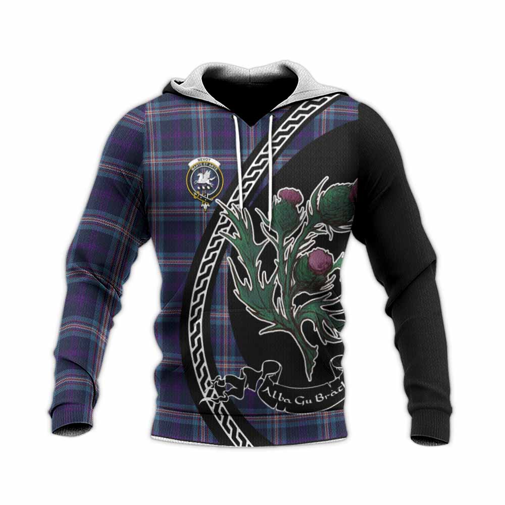 Nevoy Family Crest Tartan Knitted Hoodie Alba Thistle Inspired - Tartan Vibes Clothing