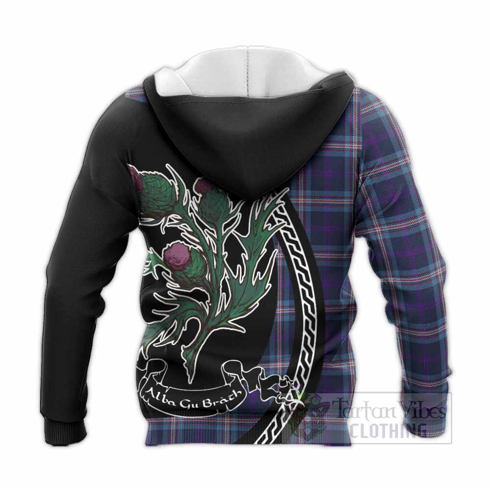 Nevoy Family Crest Tartan Knitted Hoodie Alba Thistle Inspired - Tartan Vibes Clothing