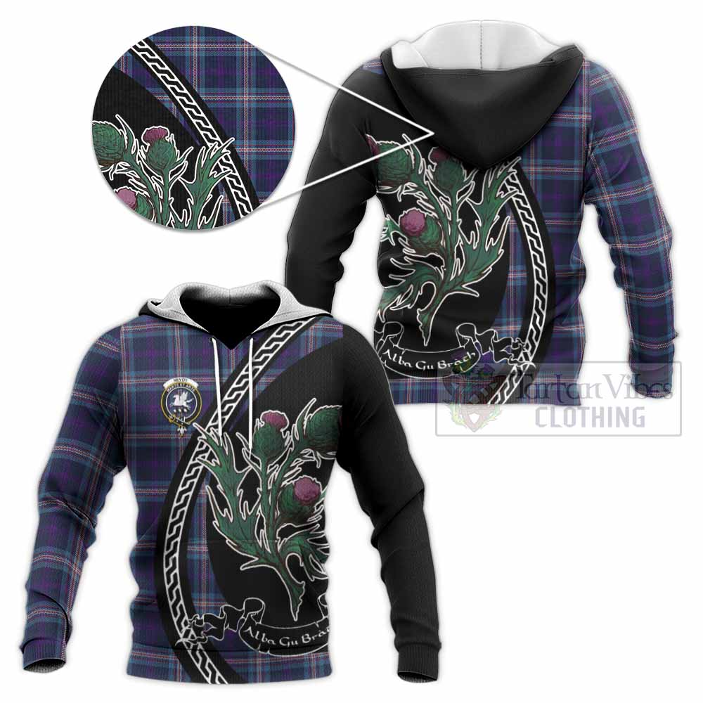 Nevoy Family Crest Tartan Knitted Hoodie Alba Thistle Inspired - Tartan Vibes Clothing