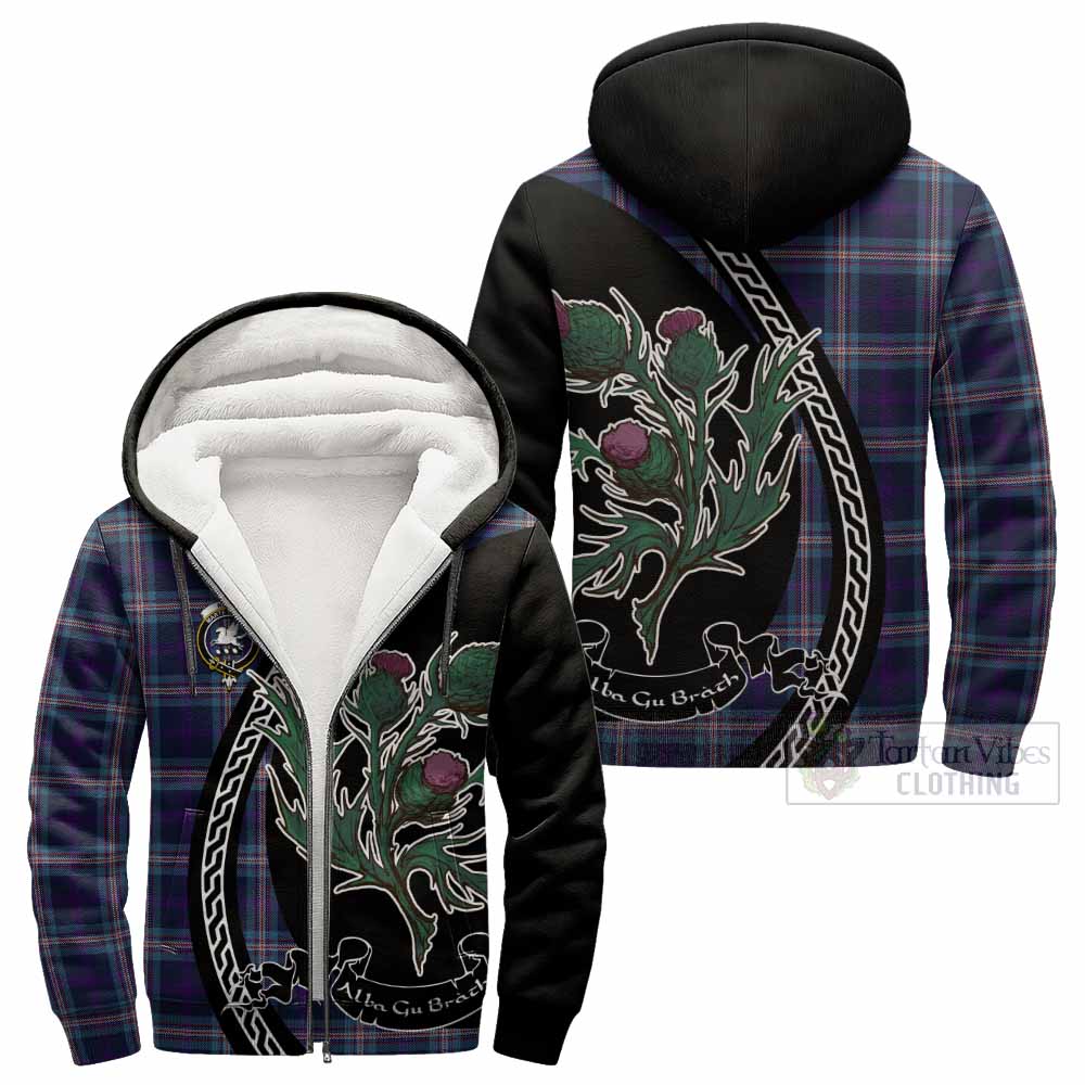 Nevoy Family Crest Tartan Sherpa Hoodie Alba Thistle Inspired - Tartan Vibes Clothing